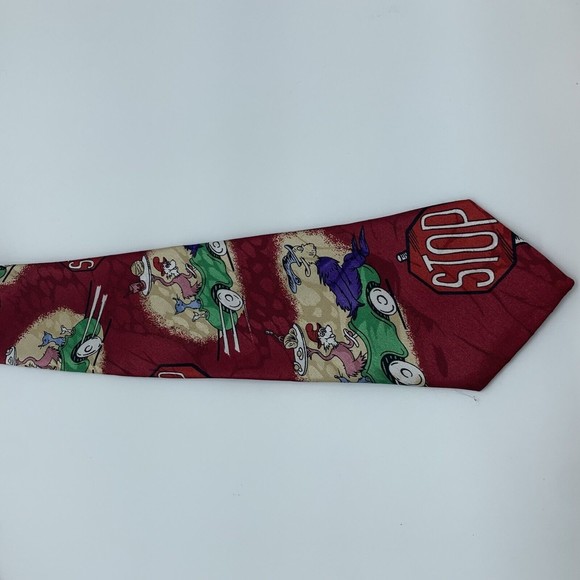 Dr Suess GREEN EGGS AND HAM Tie City One Handmade Neck Tie Red Seuss Week ~ Flaw - Picture 4 of 6